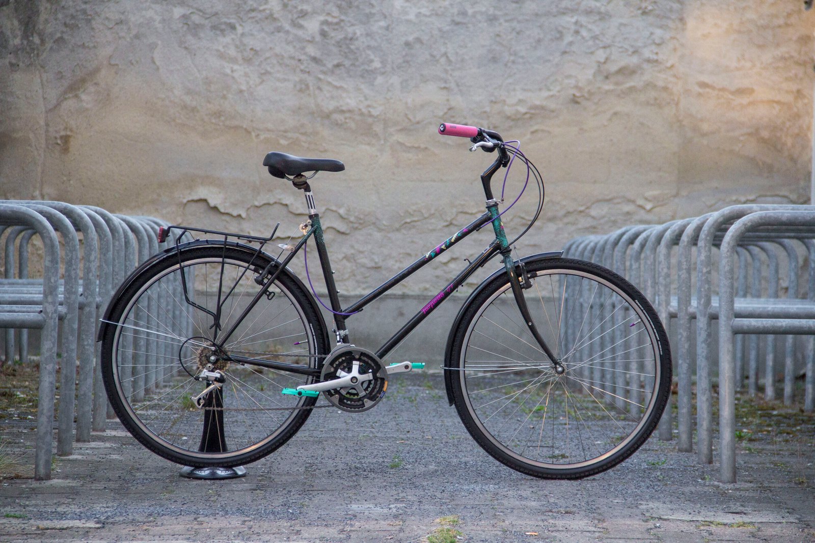 Green bike outside