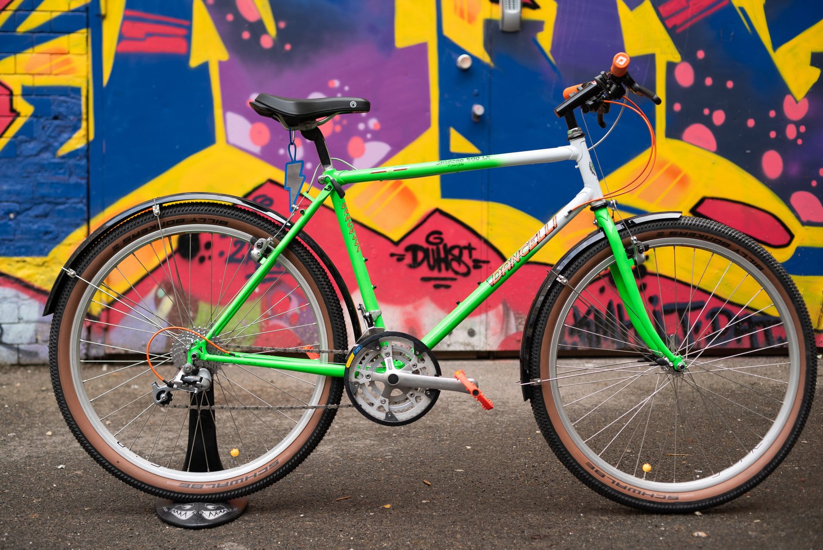 Green restored vintage bike